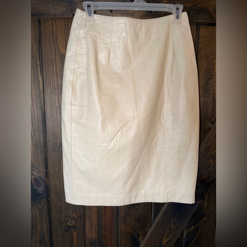 Wilsons Leather Cream Leather Pencil Skirt